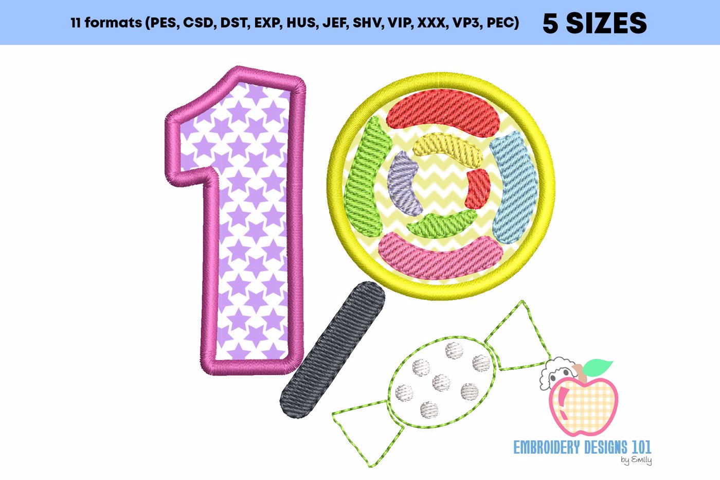 1st Birthday Candy Applique Pattern