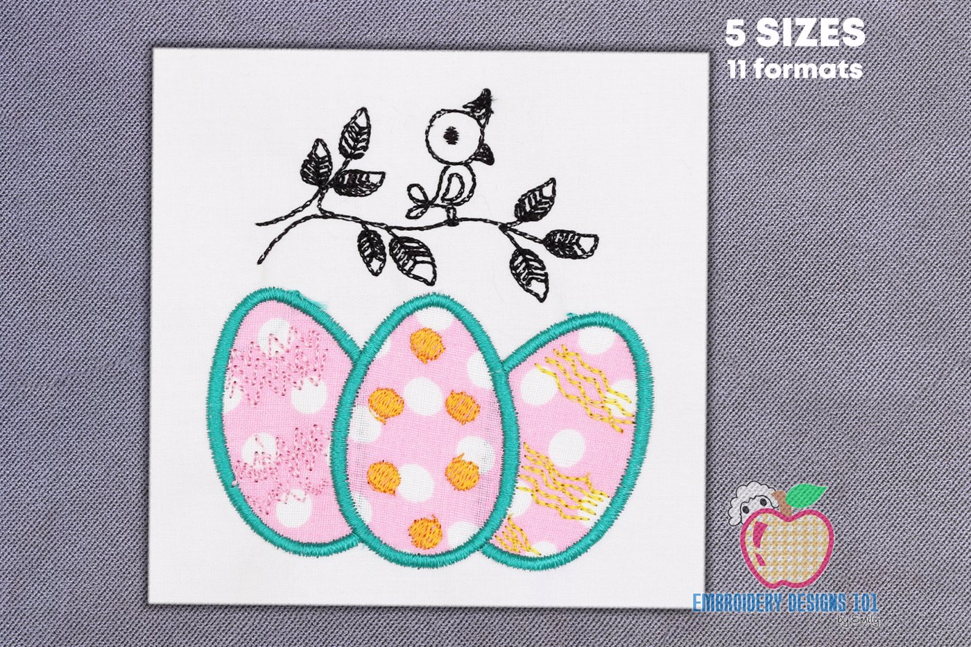 Easter Egg with Birds Embroidery Applique