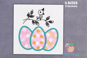 Easter Egg with Birds Embroidery Applique