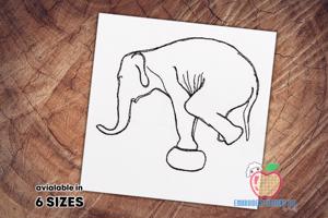 An Elephant Trying To Balance On The Ball Running Line
