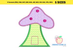 Fantasy Mushroom House Applique For Kids