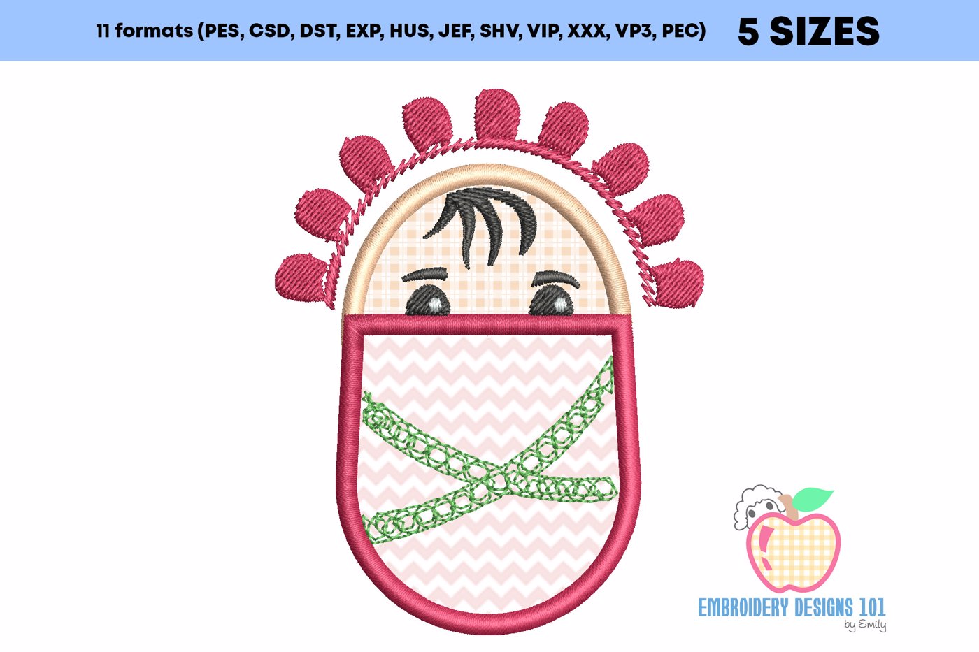 Funny new born baby girl Embroidery Design