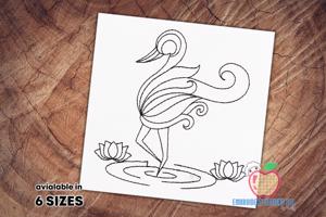 Sketch Of The Swan In Lineart Running Line