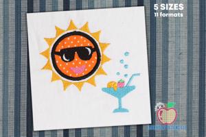Sun Wearing Sunglasses Embroidery Design