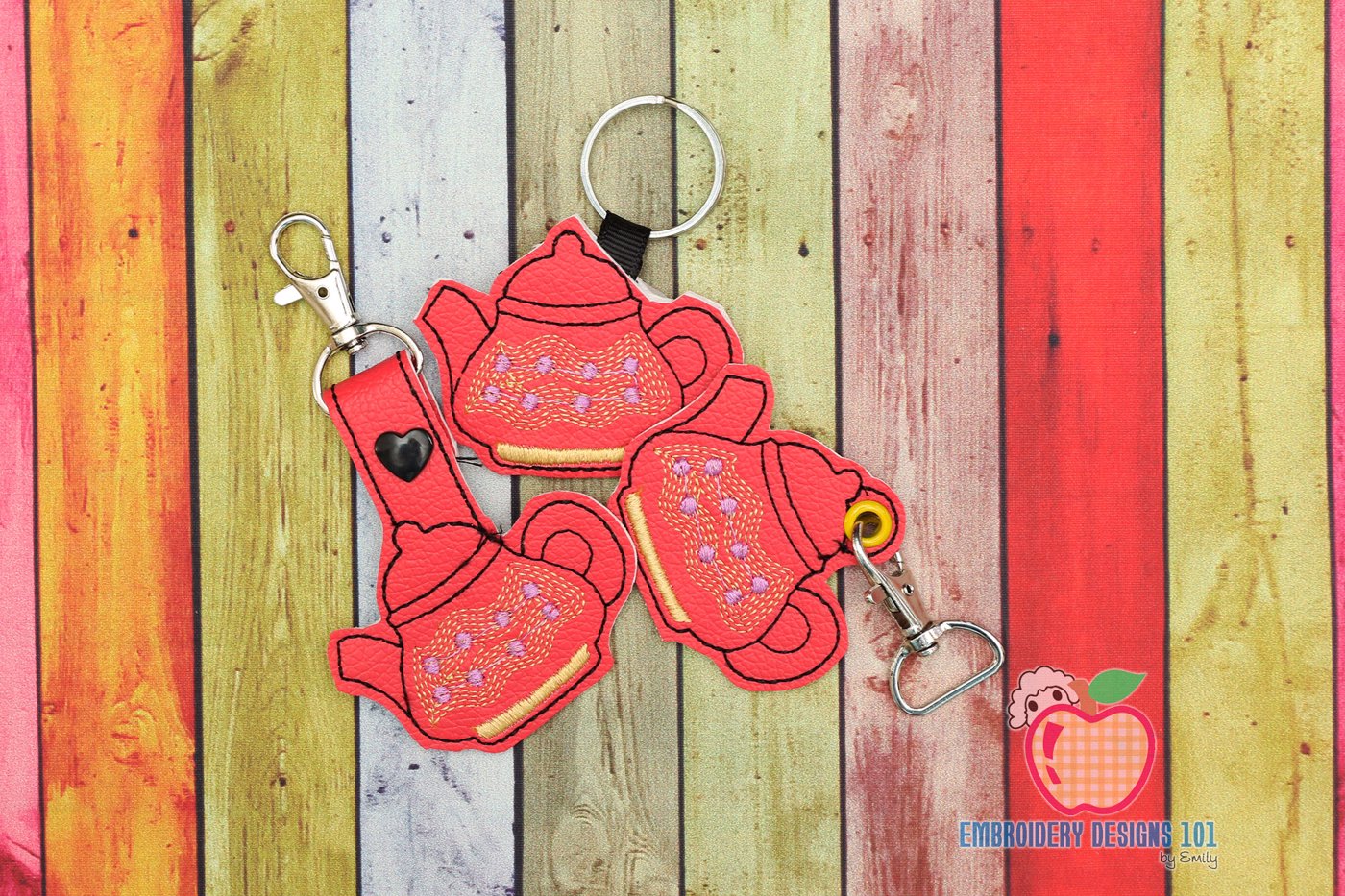 Designer Tea Pot Keyfob Keychain ITH