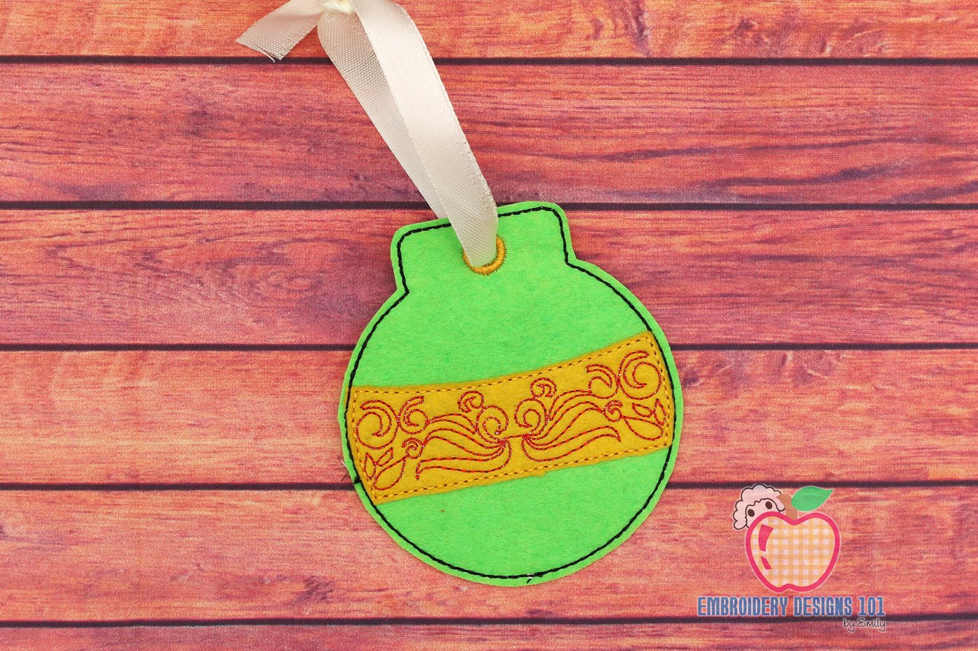 Swirl Christmas Ball Ornament Embroidery