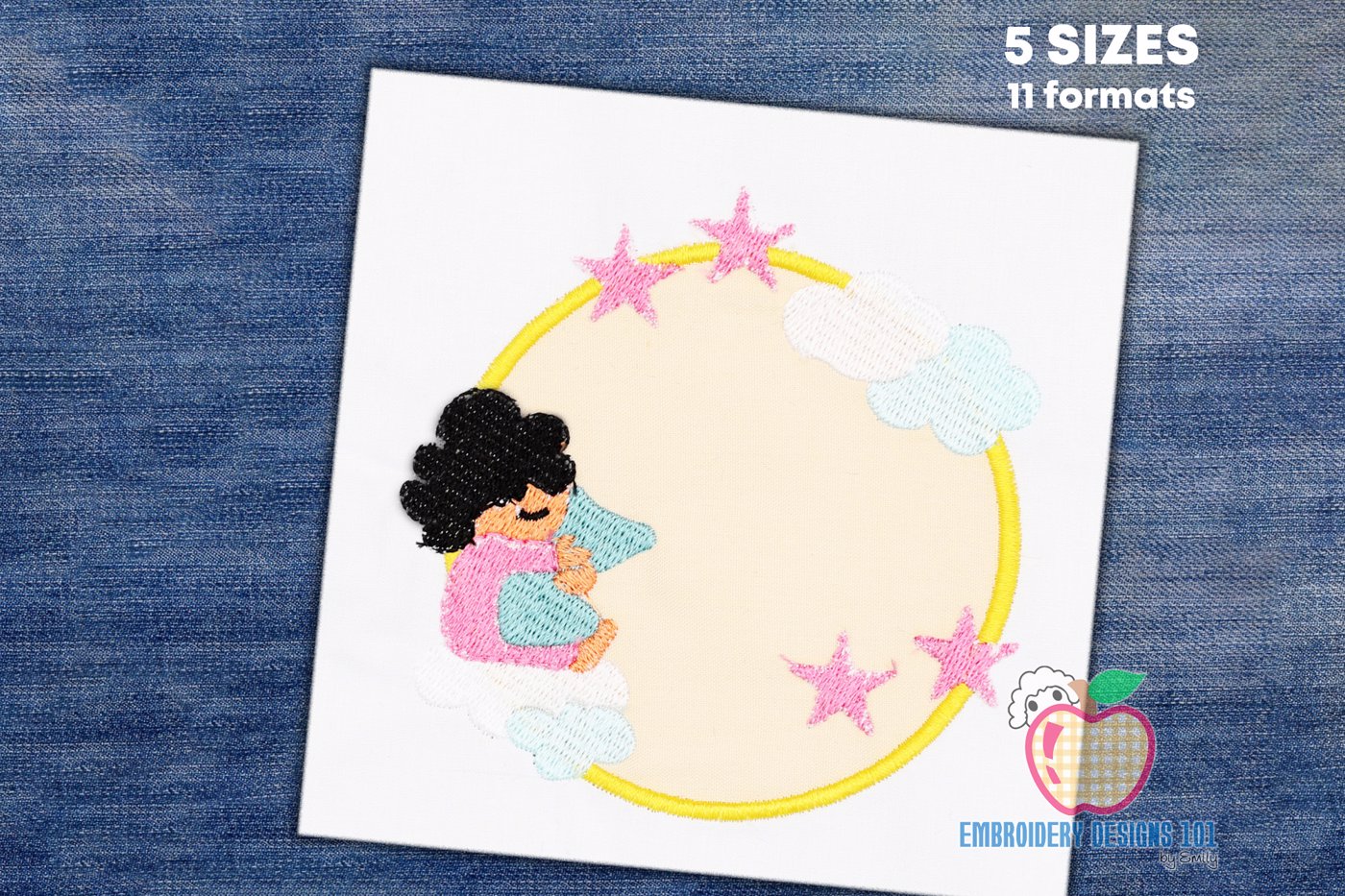 A Girl Sleeping In The Circle Applique Design