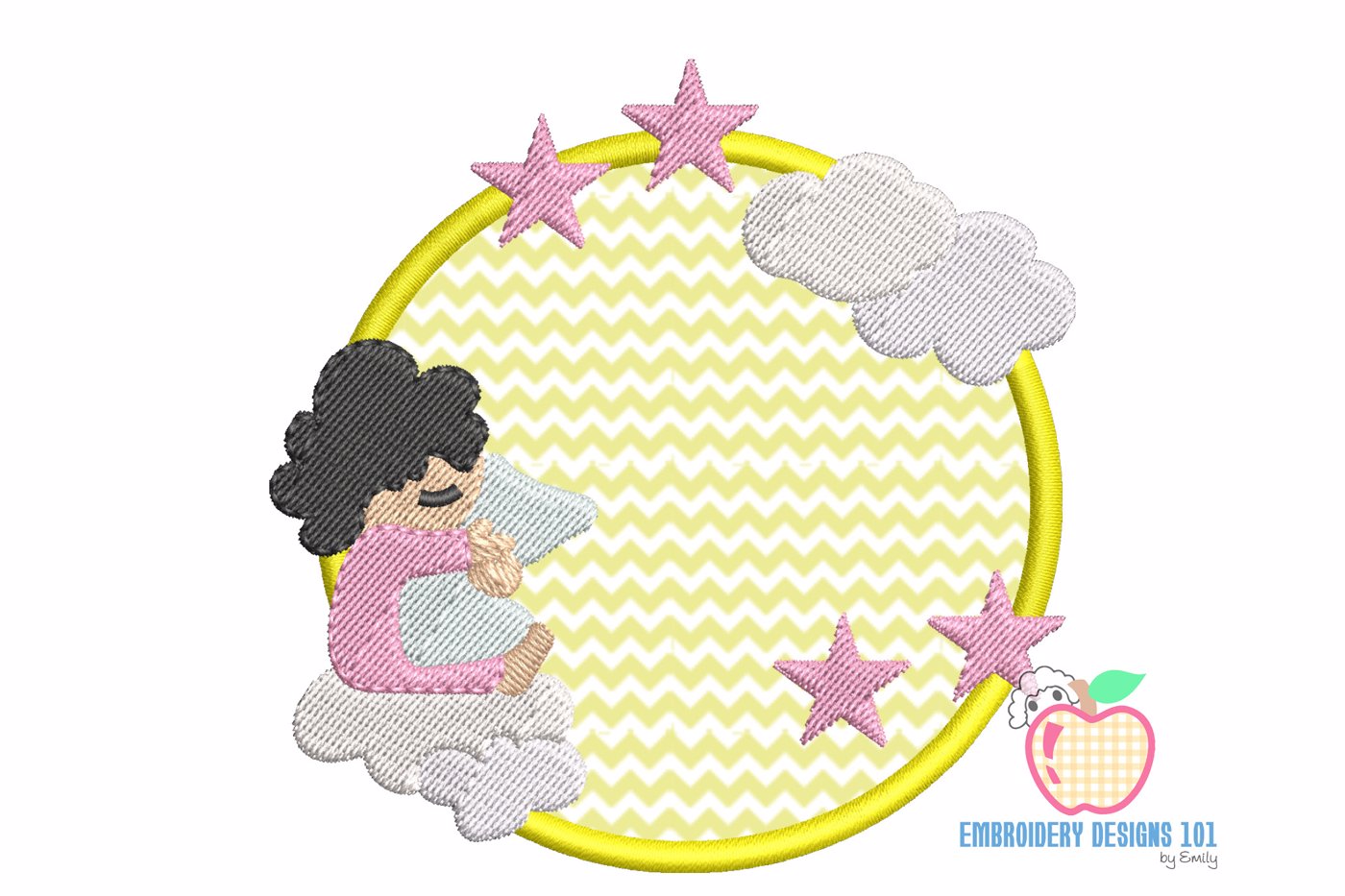 A Girl Sleeping In The Circle Applique Design