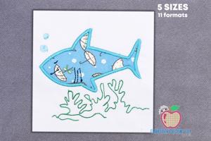 Shark under Water Applique Embroidery