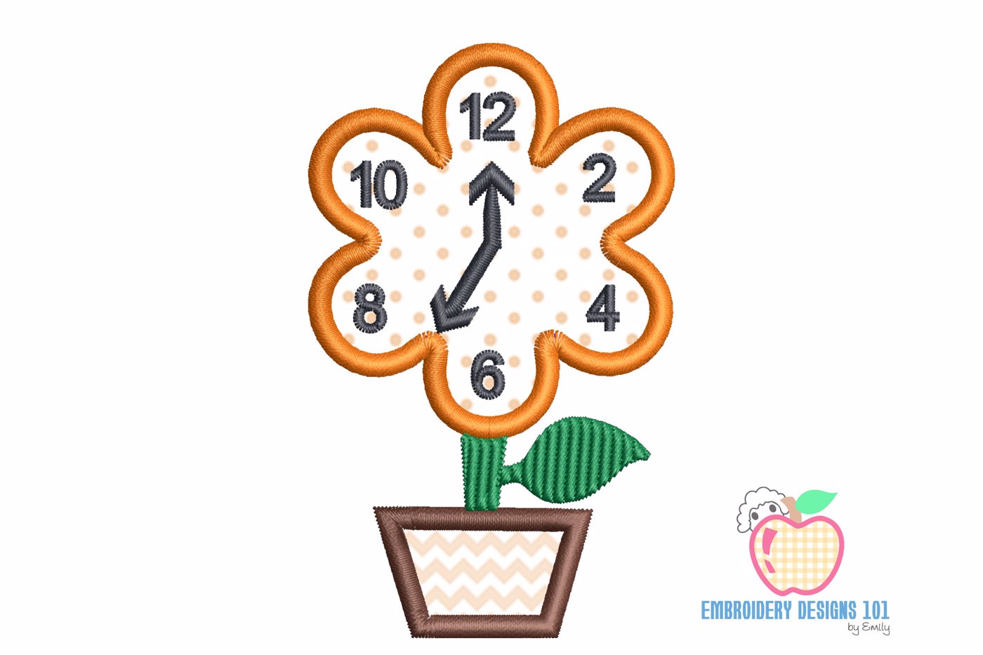 Floral Wall Clock Applique Design