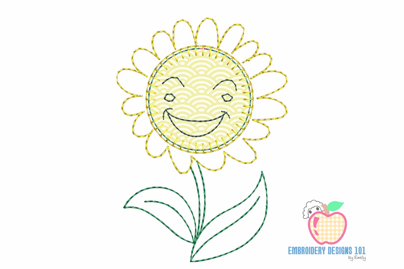 Smiling Face Of The Sunflower Embroidery Applique