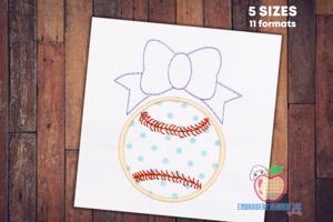 Baseball with Bow Applique Pattern