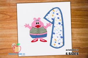 A Lady Pig Standing Near One Applique for kids