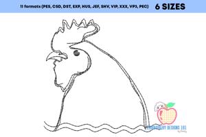 Rooster Head Line Art
