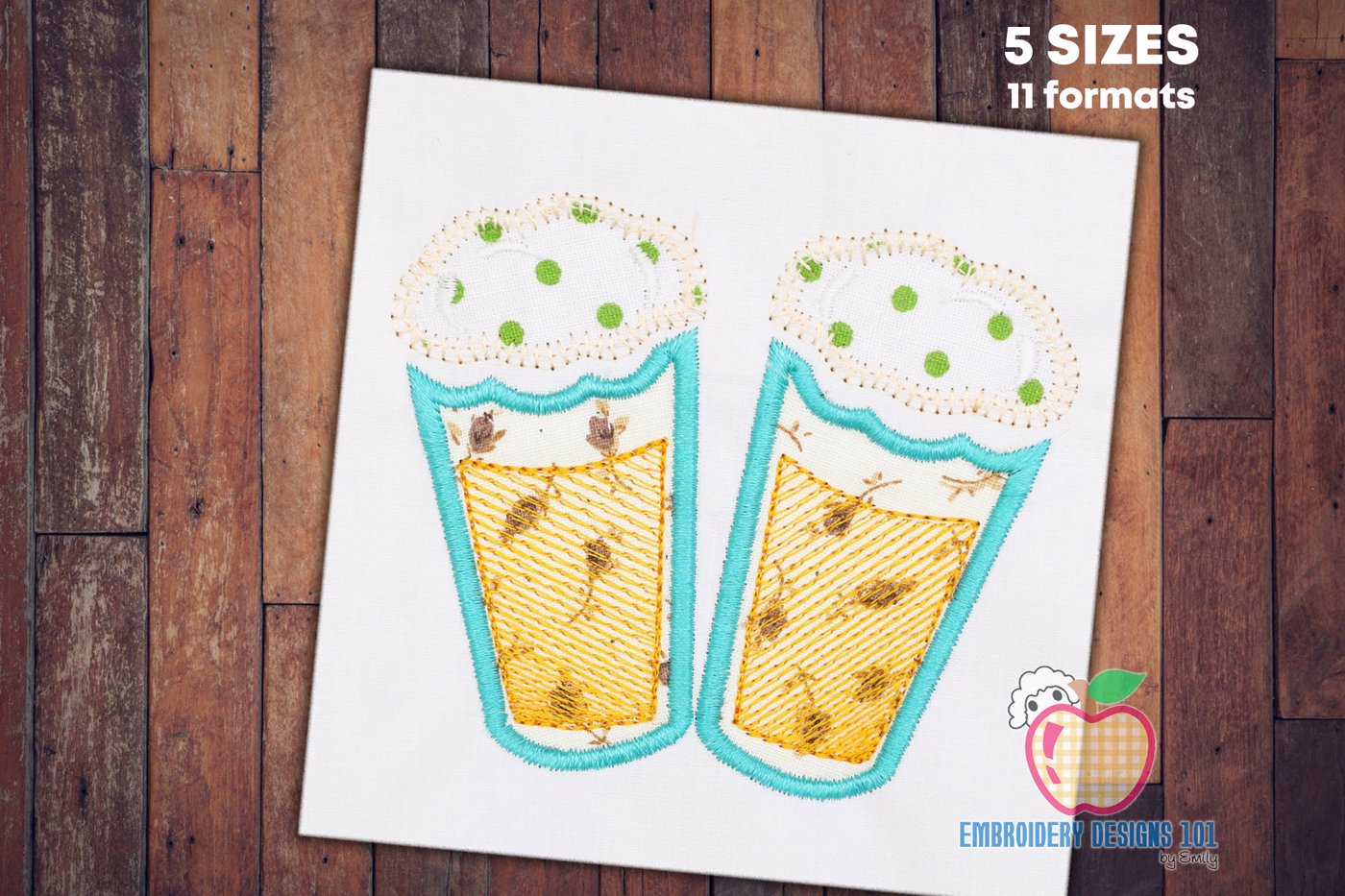 Beer Glasses Applique Design