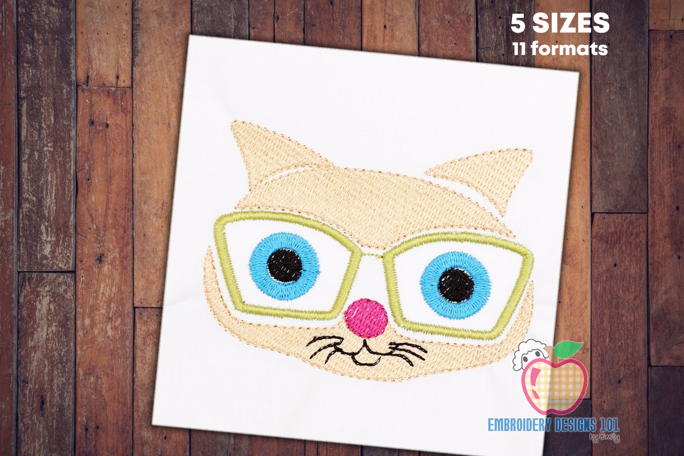 Happy Cat Wearing Sunglasses Applique