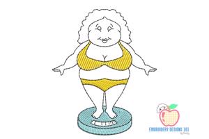 Fat Woman Taking Her Weight Sketch Embroidery