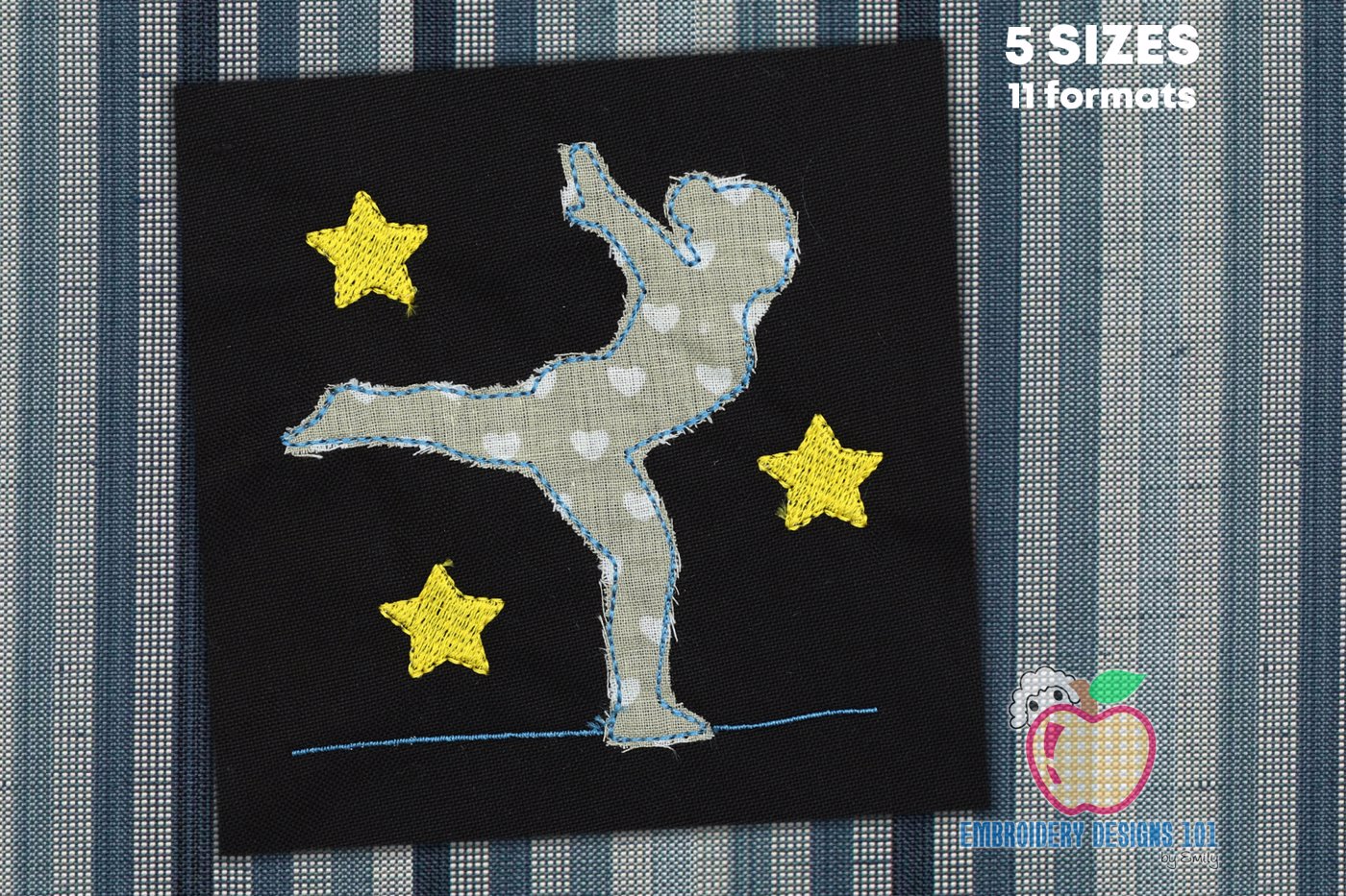 Gymnast in Action Stitch Applique