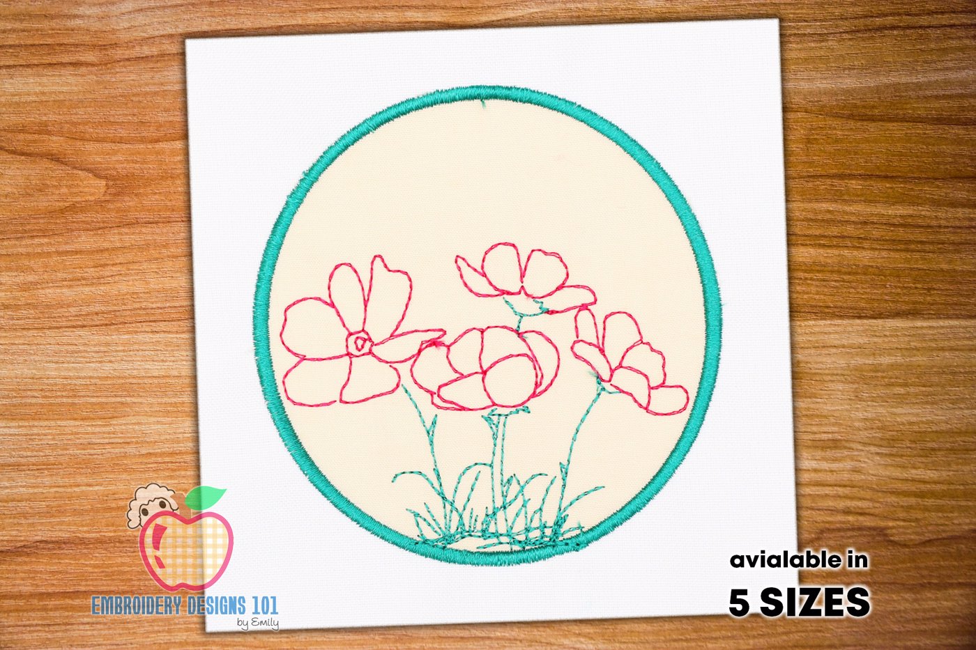 The Cosmea Flowers In The Circle Applique Pattern
