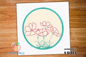 The Cosmea Flowers In The Circle Applique Pattern