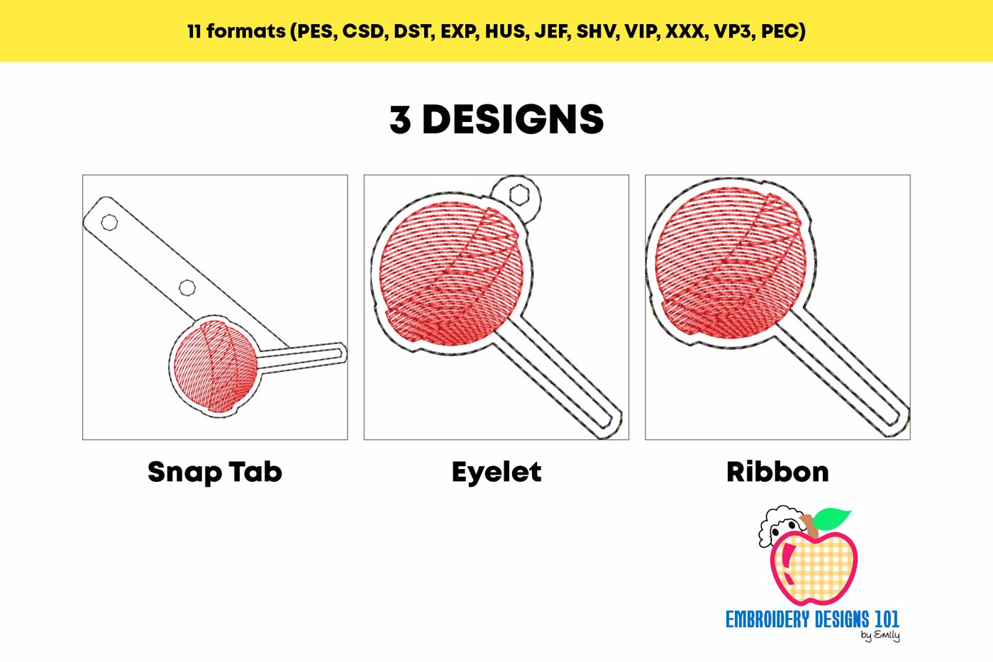 Lollipop Candy ITH Key Fob Pattern