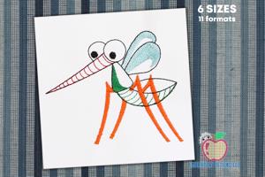 A Mosquito With The Colors Sketch Embroidery