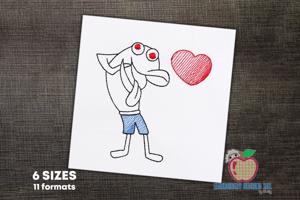 Love Fish Sketch Embroidery