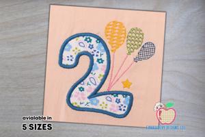 Birthday Number 2 With Colorful Balloons Applique