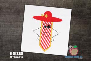 Pencil cartoon character wearing hat Applique for Kids