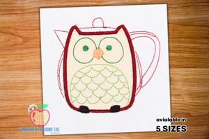 Teapot Made With The Owl On It Embroidery Design