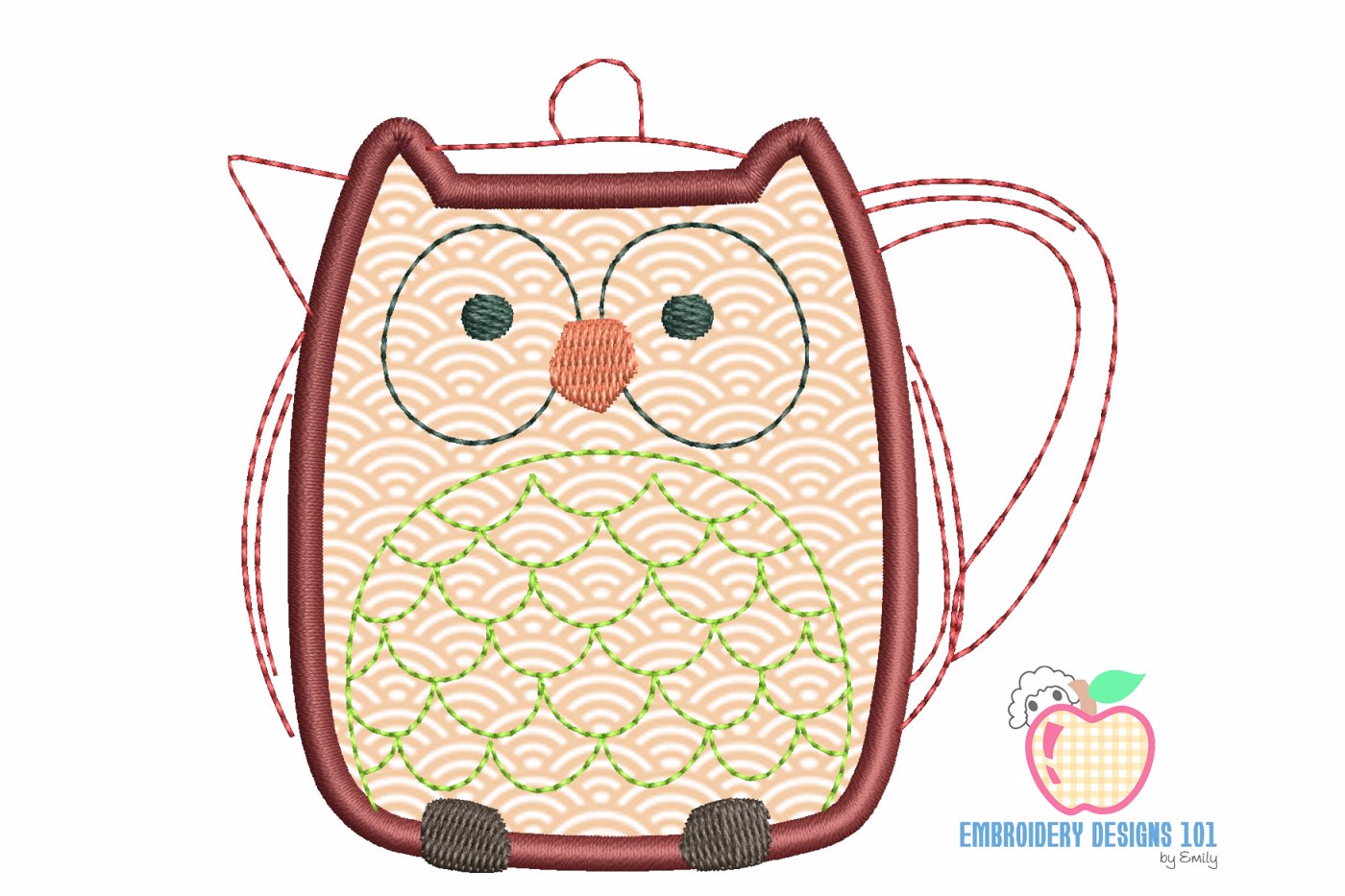 Teapot Made With The Owl On It Embroidery Design
