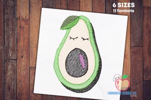 Funny Cartoon Avocado Fruits Sketch Embroidery