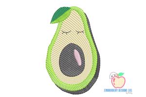 Funny Cartoon Avocado Fruits Sketch Embroidery