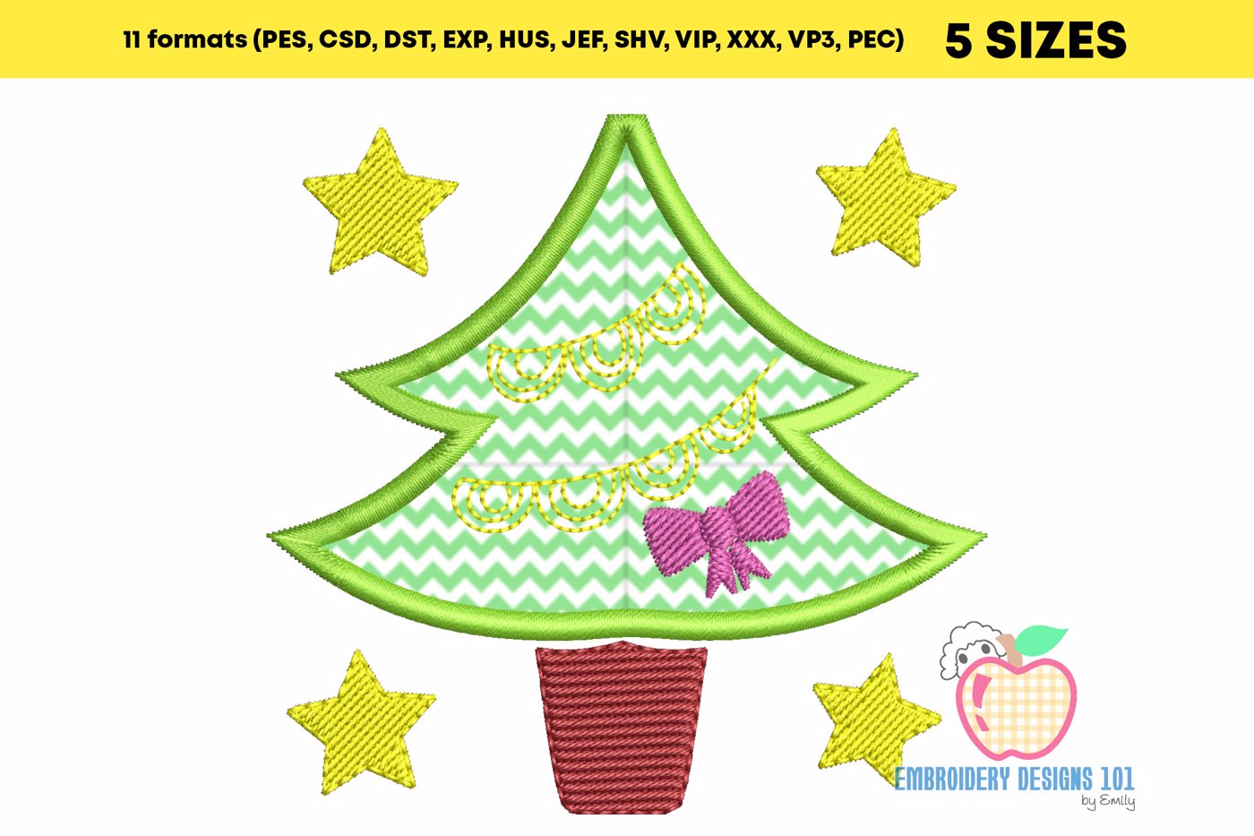 Beautiful Decorated Christmas Tree Applique