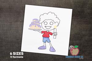 Boy With Birthday Cake And Candle In Hands Quick Stitch