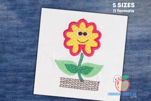 Happy Cartoon Flower Embroidery Pattern