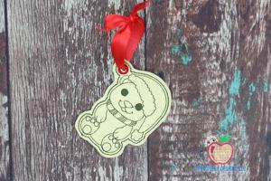 Christmas Polar Bear Wearing a Santa Hat Ornament Embroidery