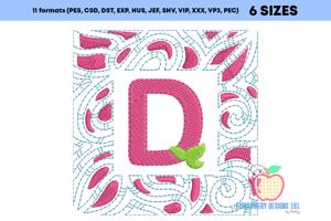 Abstract Font Design Sketch Embroidery