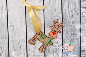 Christmas Deer With Scarf Ornament Embroidery
