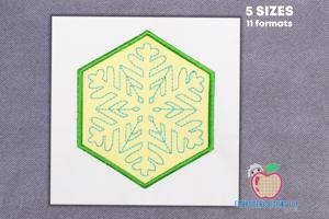 Snow Flake In A Hexagon In Pink Embroidery Design