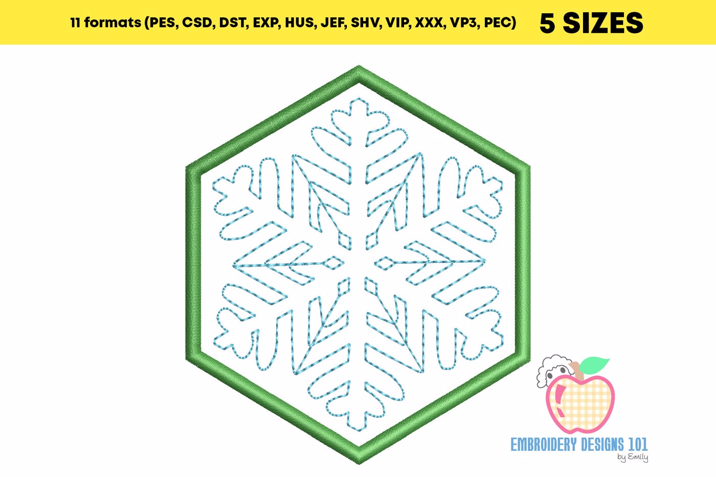 Snow Flake In A Hexagon In Pink Embroidery Design