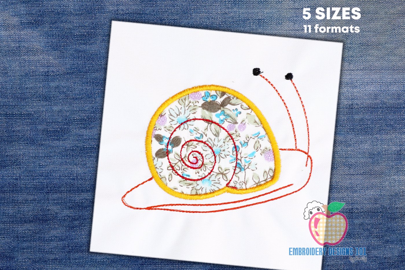 Spiral Snail Walking Slowly Applique Design