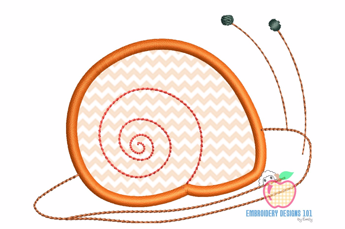 Spiral Snail Walking Slowly Applique Design