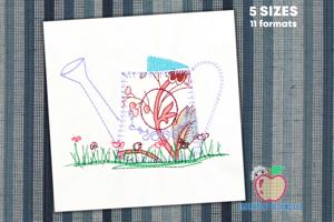 Watering Can For The Garden Embroidery Applique