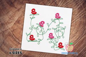 Delicate Roses Flowers Sketch Embroidery