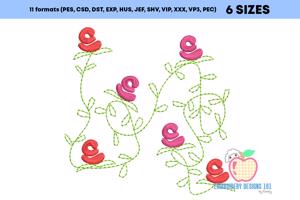 Delicate Roses Flowers Sketch Embroidery
