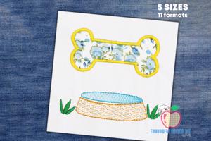 Dog Bone and Bowl Applique