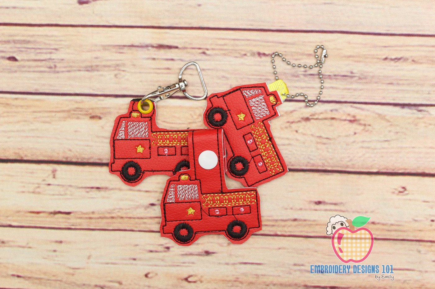 Fire engine ITH Key Fob Pattern