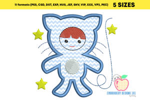 Halloween Kitty Cat Applique Pattern