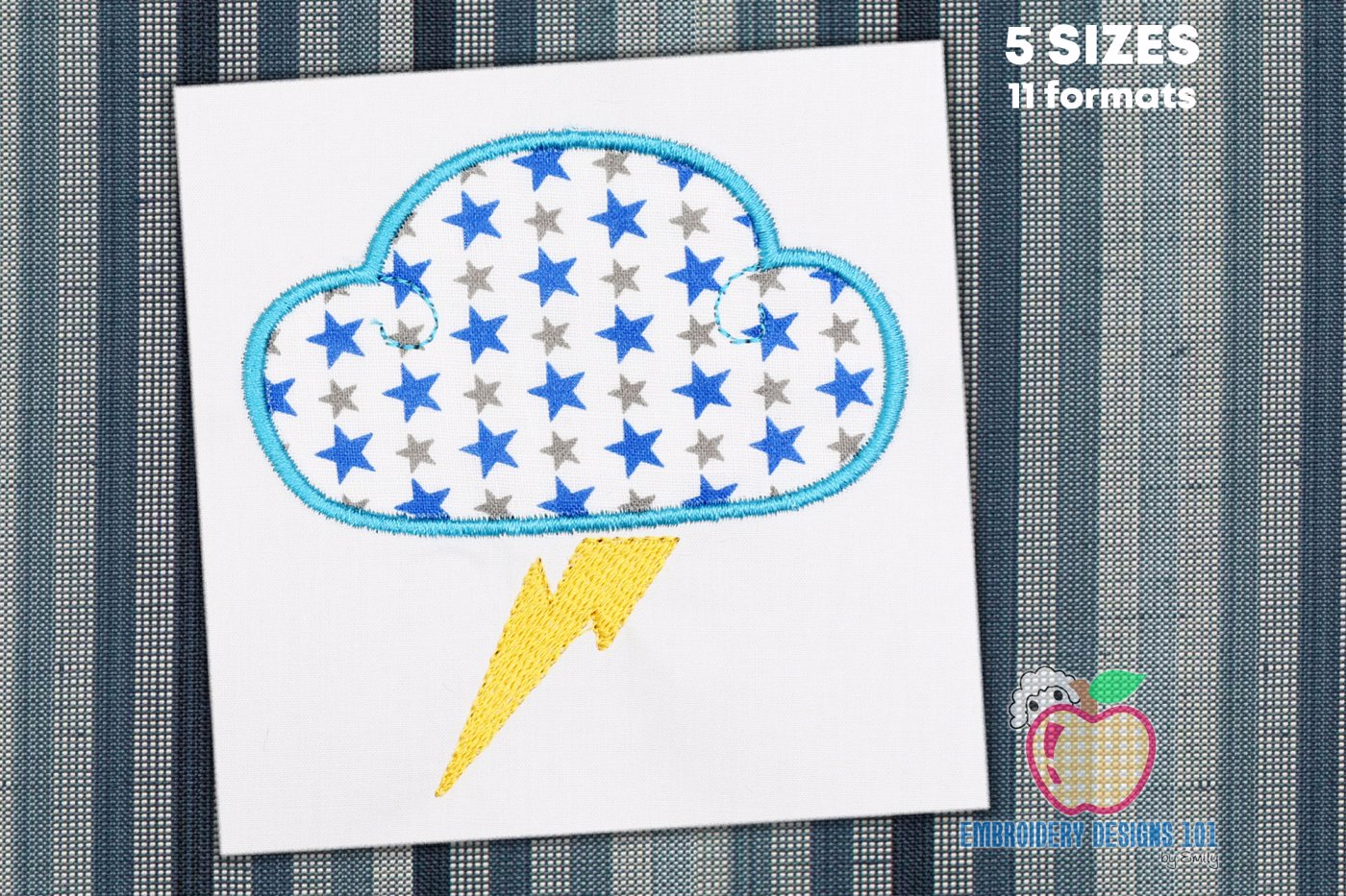 Lightening Cloud Design Applique Pattern